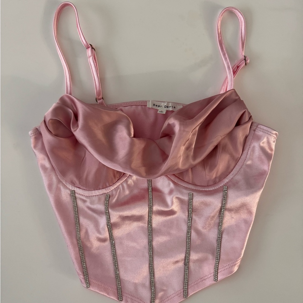 Light Pink Corset Satin Top